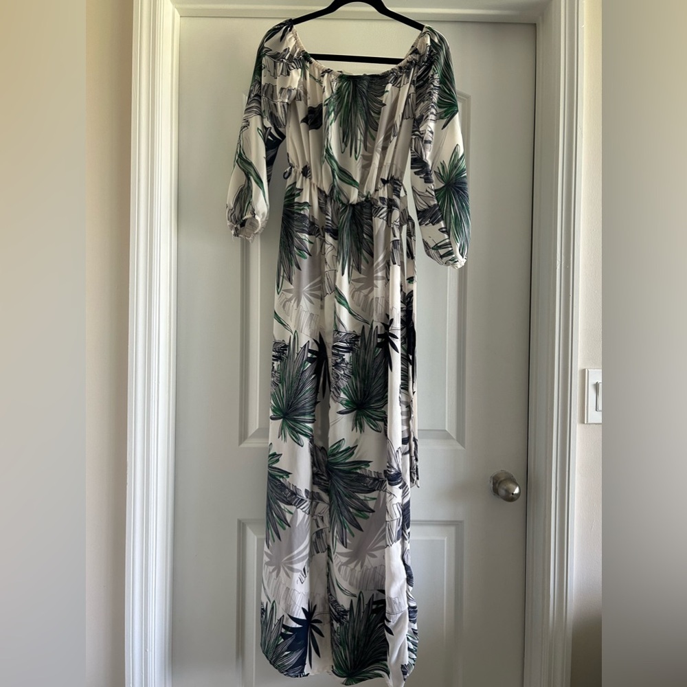 Long dress palms blue and green